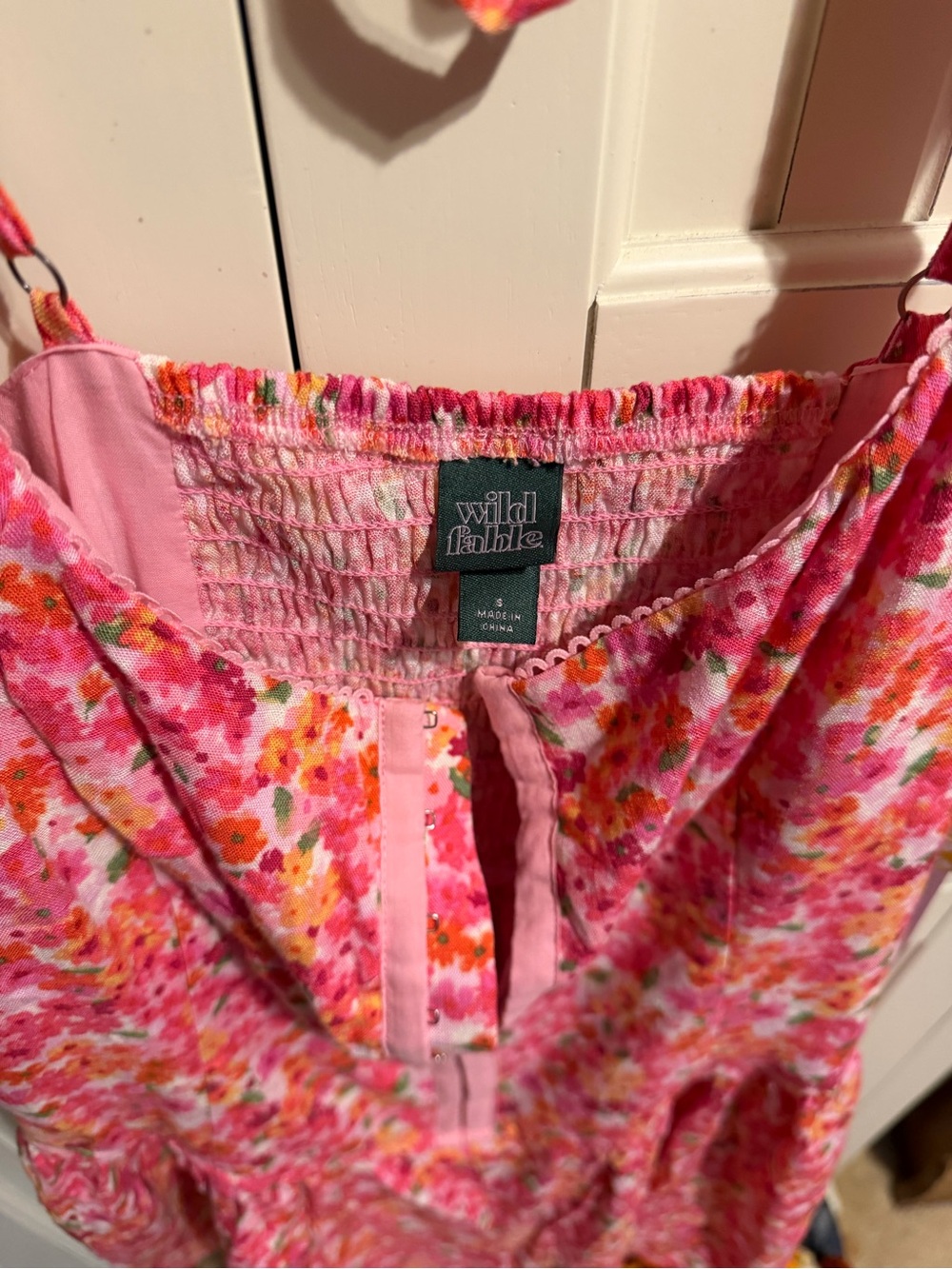 wild fable Pink Floral Romper with Orange and White Accents